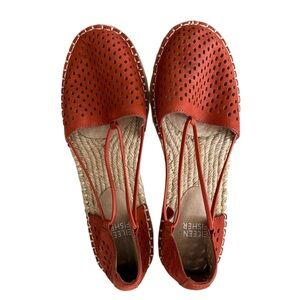 Eileen Fisher Women's Leather Espadrille‎ Flats Orange Size 6.5